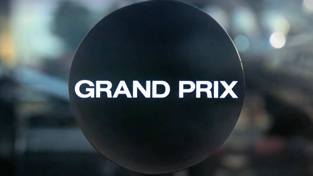 a circle with the film title Grand Prix overlayed
